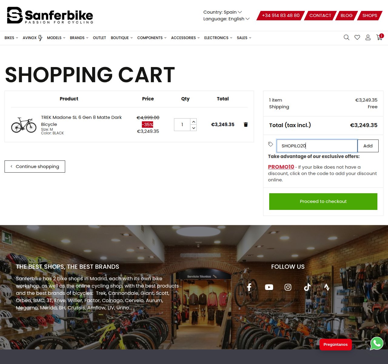 Onde inserir o código de desconto no site da Sanferbike
