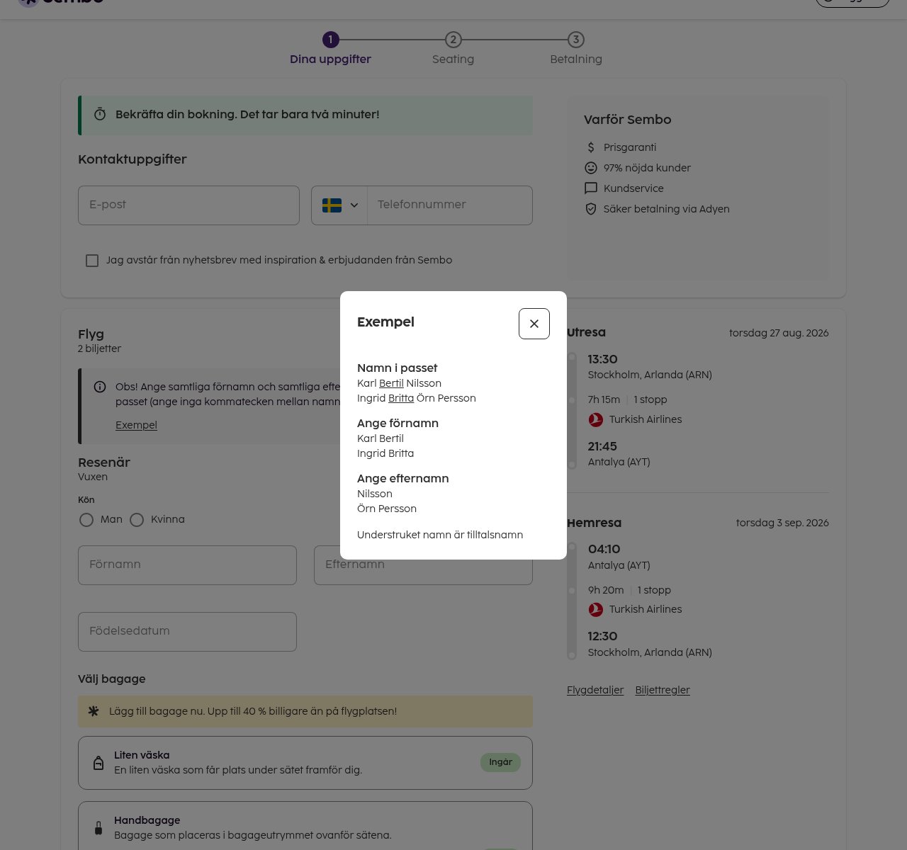 Var du anger rabattkoden på Sembos webbplats