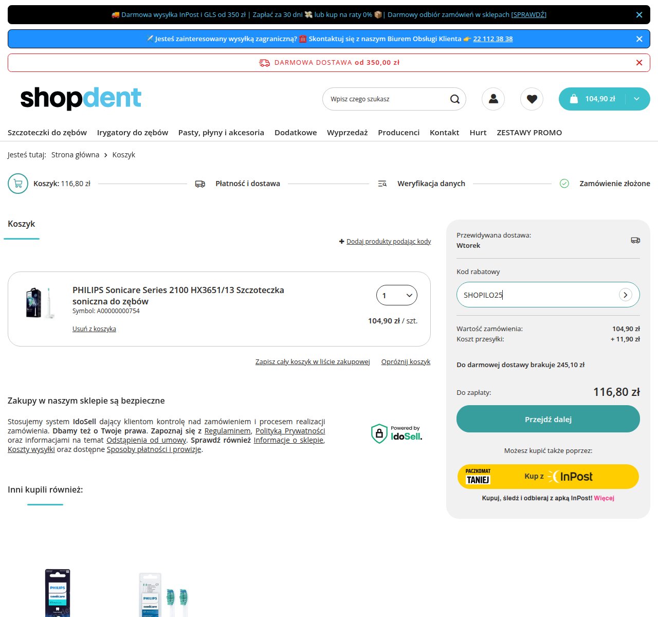 Gdzie wpisać kod rabatowy na stronie Shop Dent