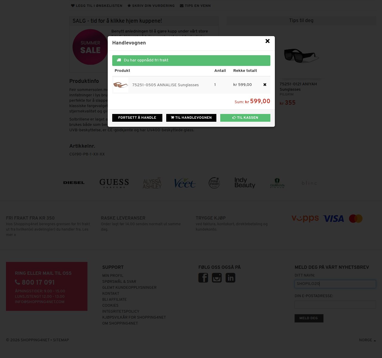 Where to enter the discount code on the Shopping4net website