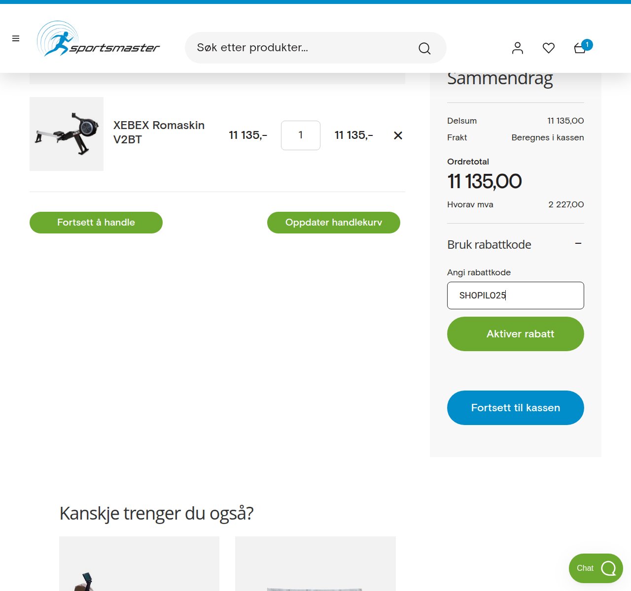 Where to enter the discount code on the Sportsmaster website