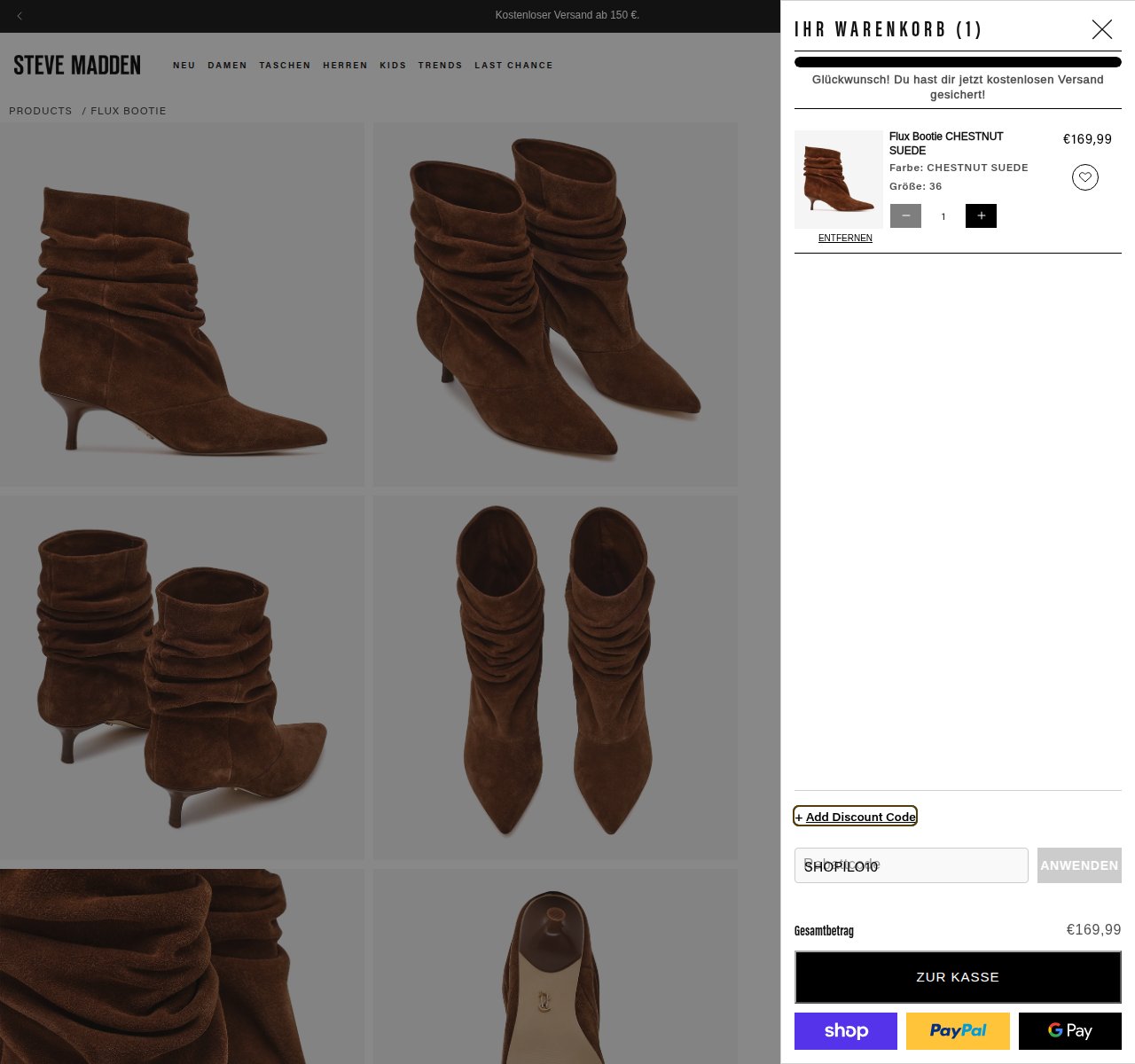 Wo man den Rabattcode auf der Steve Madden-Website eingibt