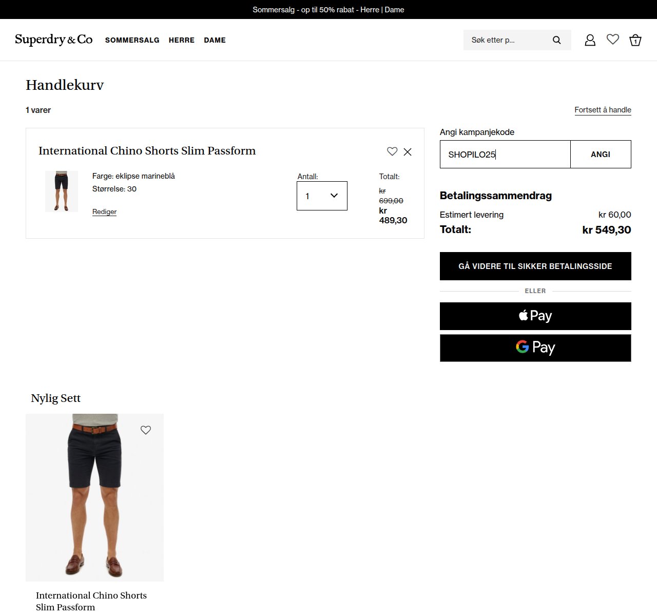 Where to enter the discount code on the Superdry website