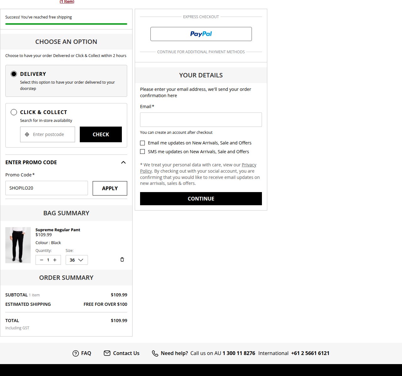 Where to enter the discount code on the Tarocash website