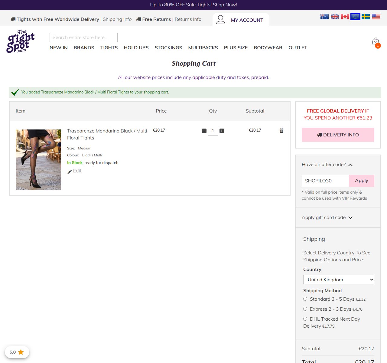 Where to enter the discount code on the The Tight Spot website
