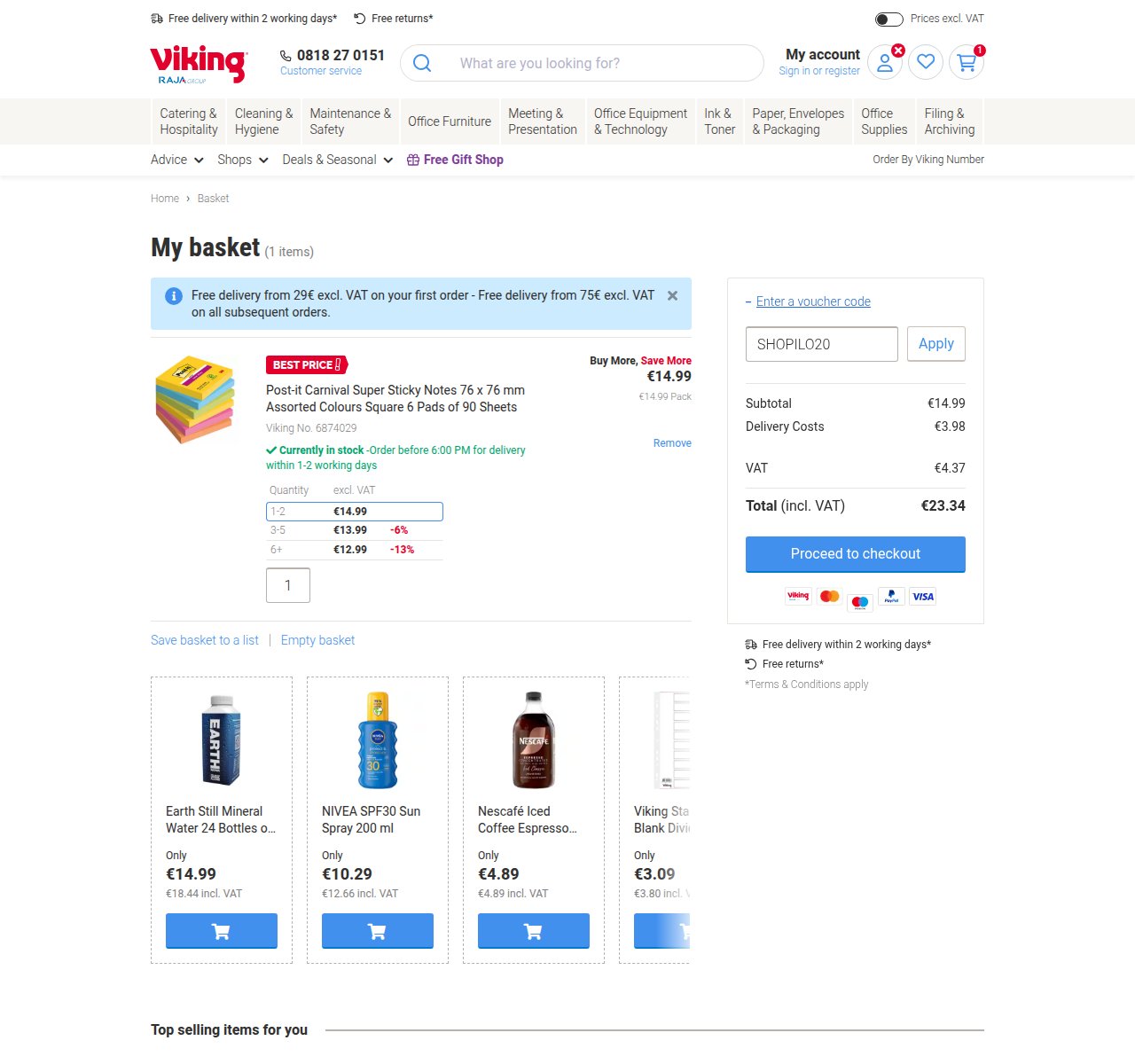 Where to enter the discount code on the Viking website
