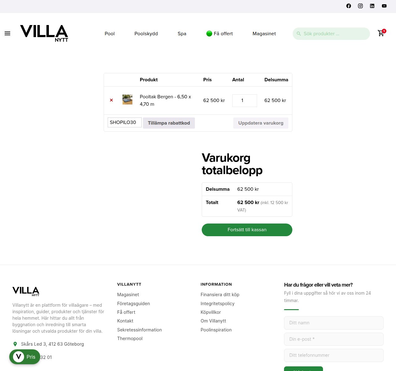 Var du anger rabattkoden på Villanytts webbplats
