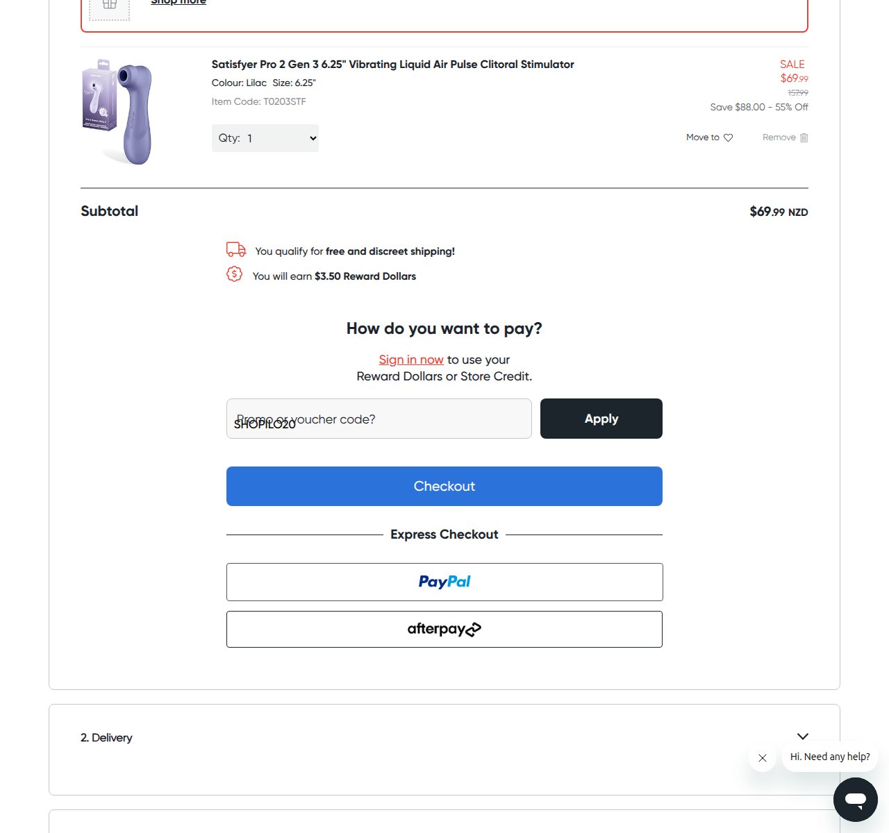 Where to enter the discount code on the Wild Secrets website