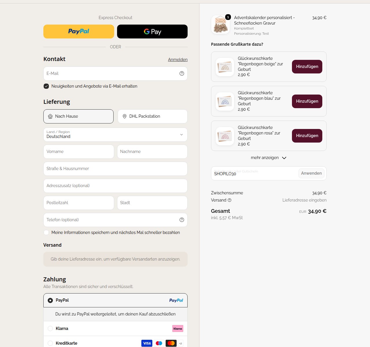 Wo man den Rabattcode auf der Wunderwunsch-Website eingibt