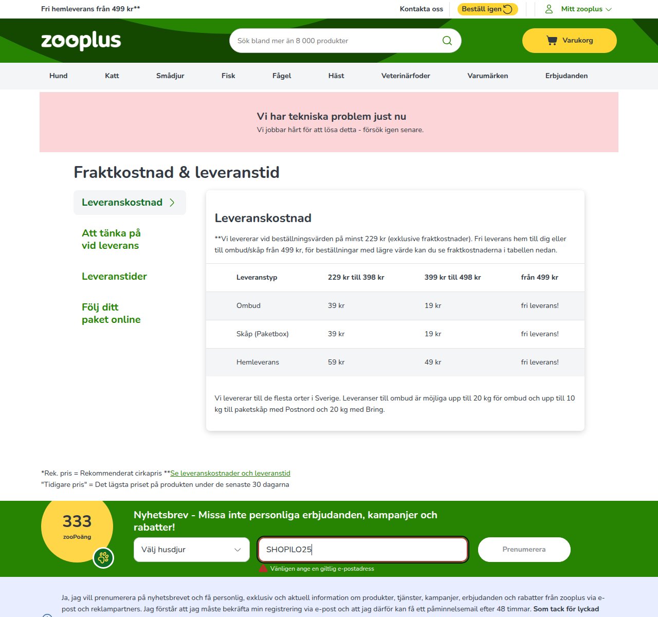 Var du anger rabattkoden på Zoopluss webbplats