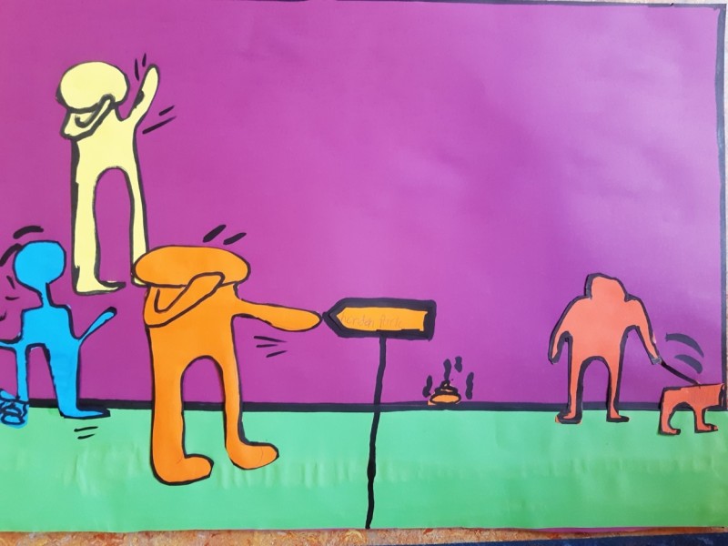 Een groepskunstwerk a la Keith Haring!