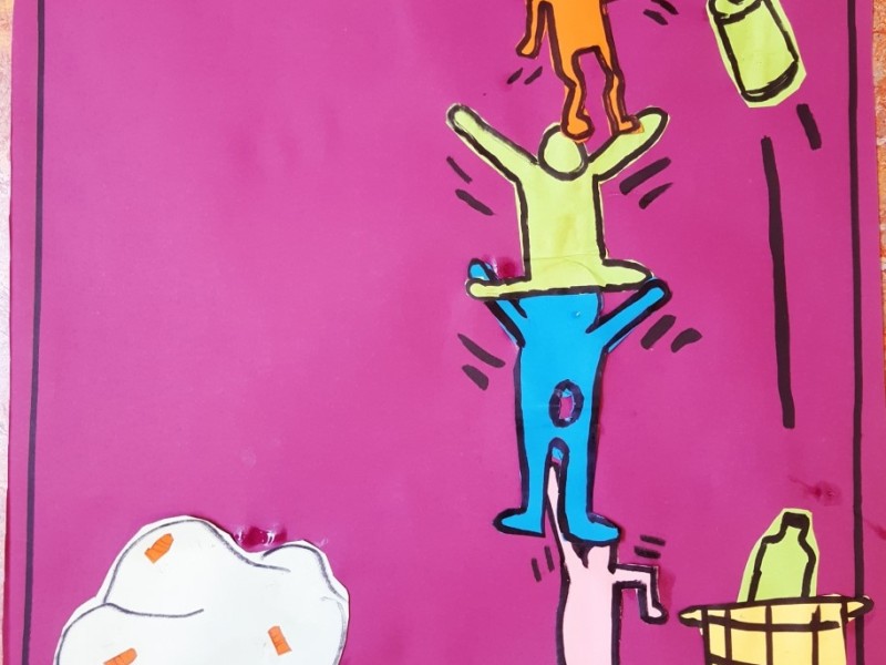 Een groepskunstwerk a la Keith Haring!