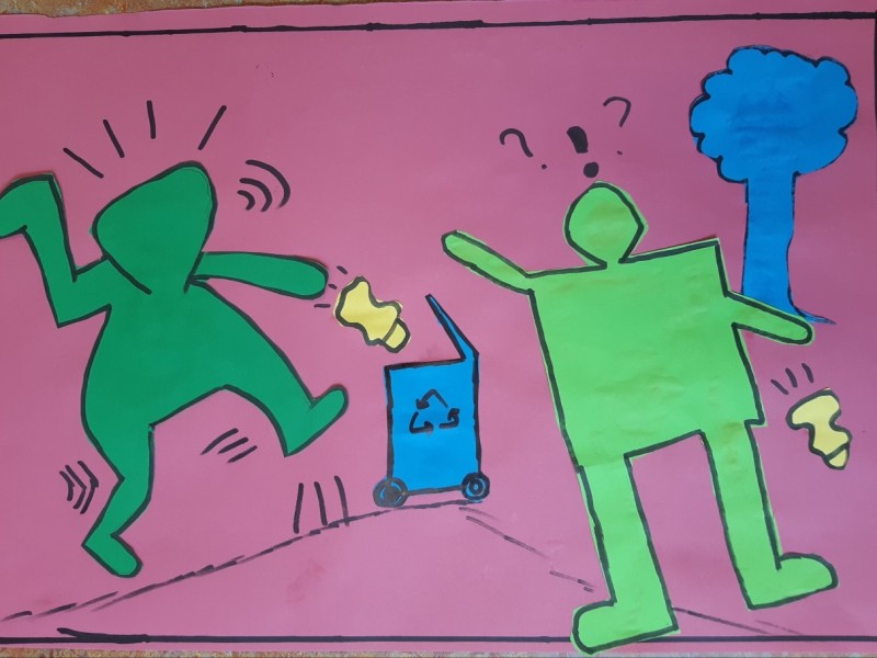 Een groepskunstwerk a la Keith Haring!