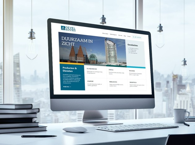 iMac met de website van Geveladvies in beeld