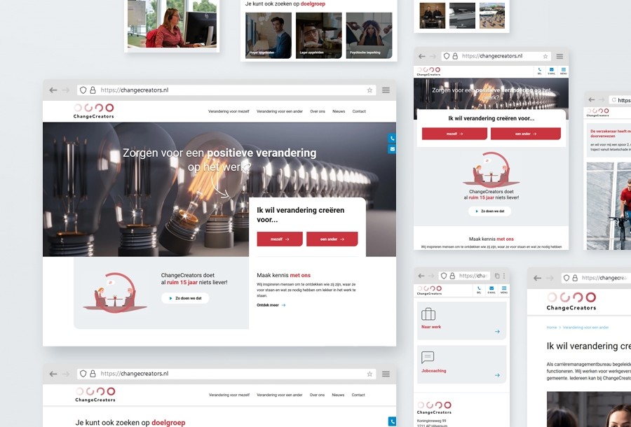 Schetsen van de website ChangeCreators