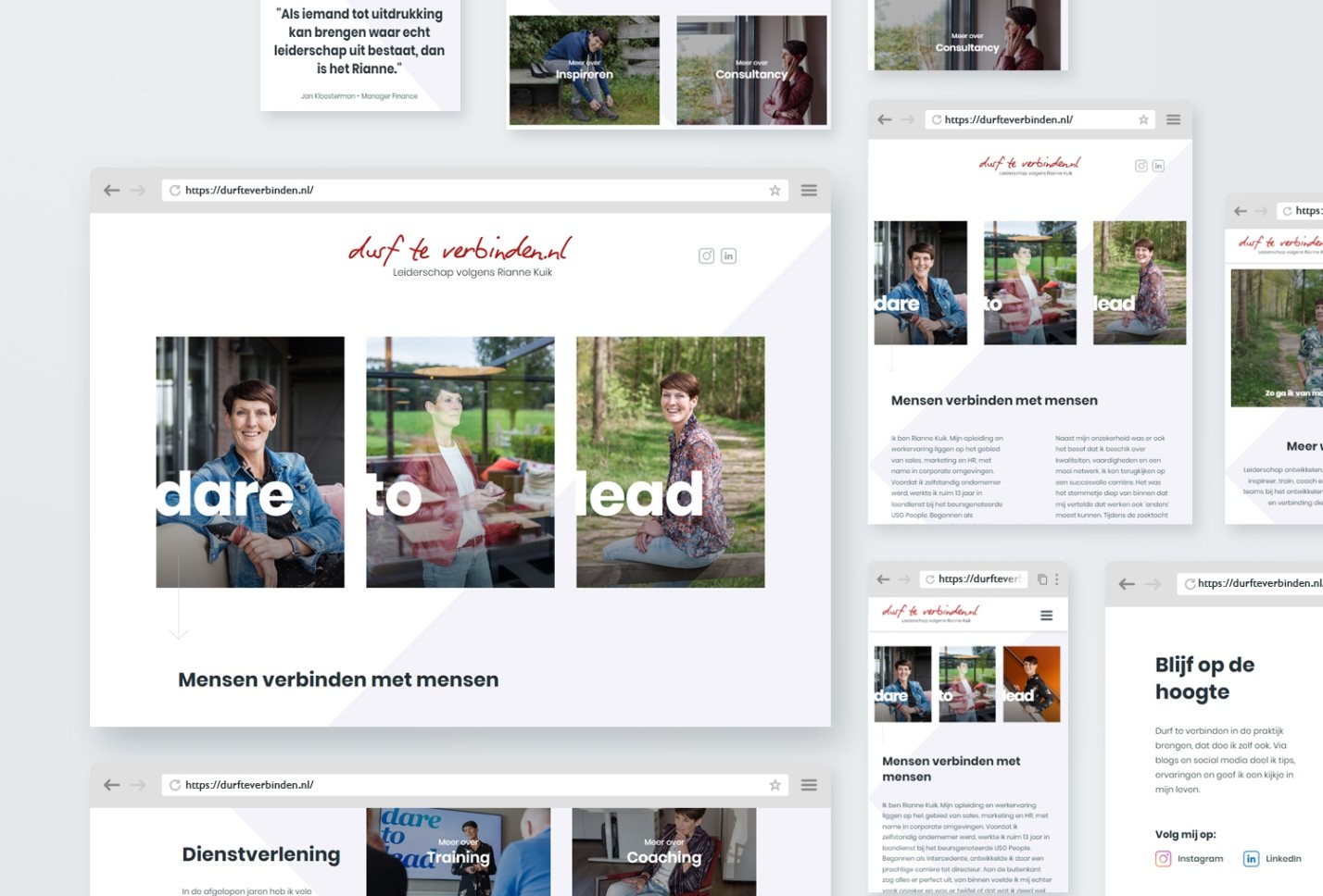 Schetsen van de website durfteverbinden.nl