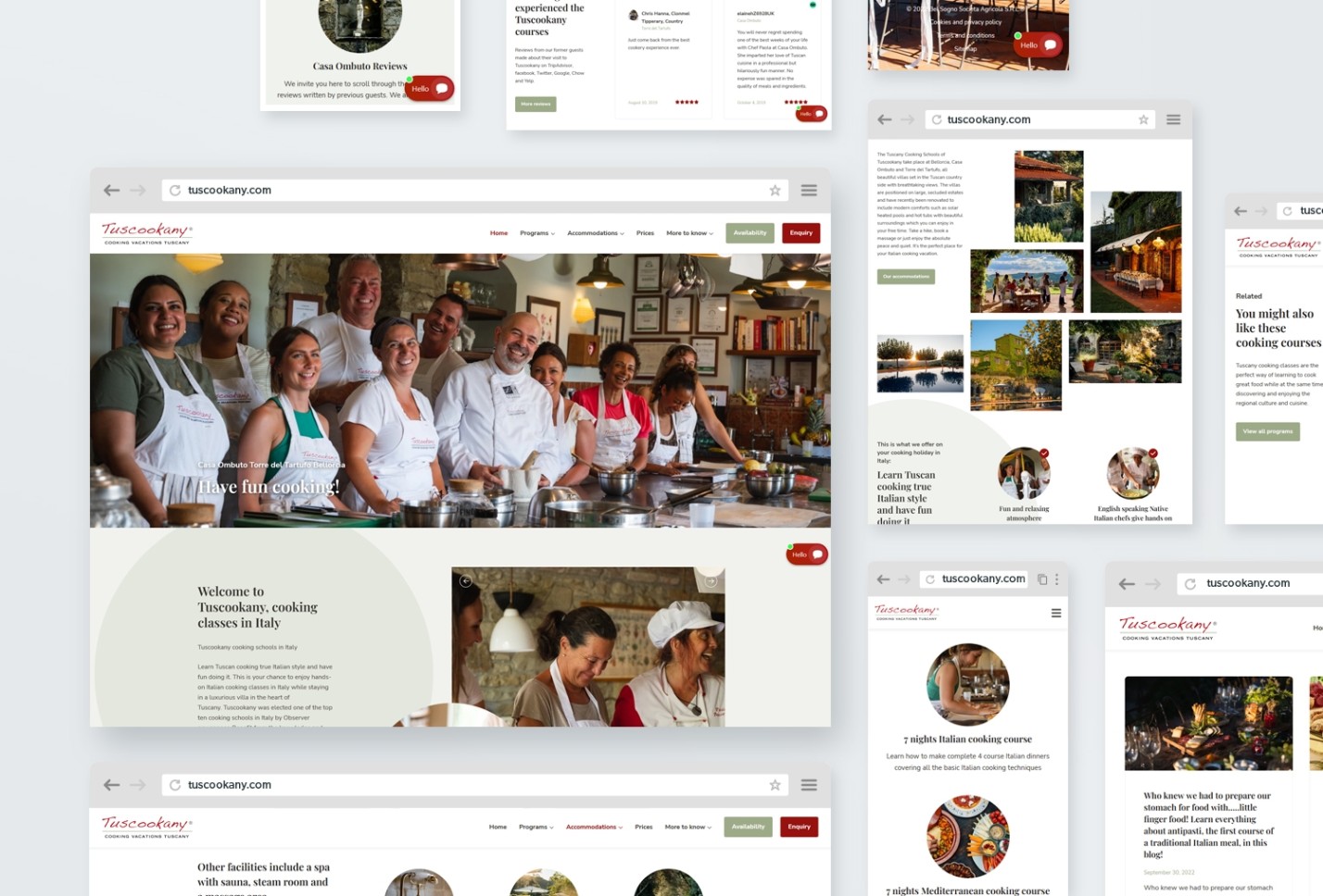 Schetsen van de website Tuscookany