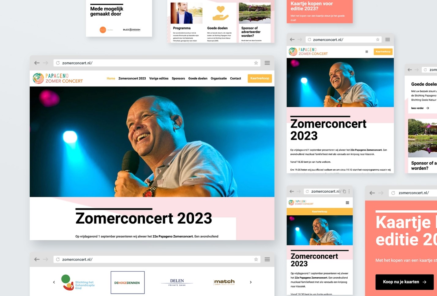 Webdesign voor Papageno Zomerconcert door Websteen.