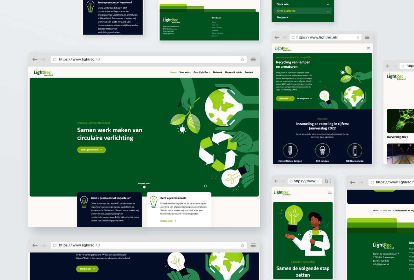 Schetsen van de nieuwe website van LightRec