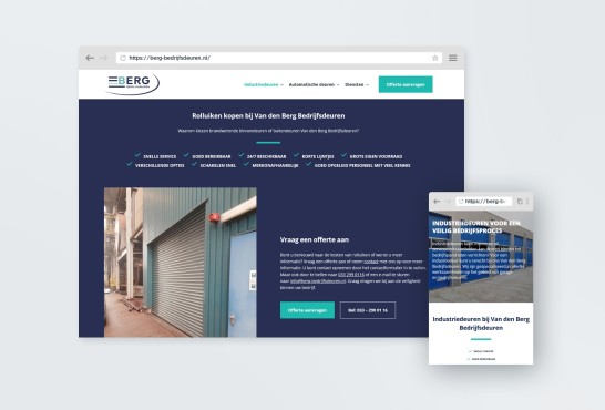 Website screenshot van Berg-Bedrijfsdeuren.nl.