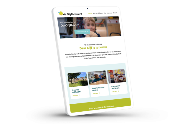 Laptop en telefoon met daarop de website van PCB De Olijfboom