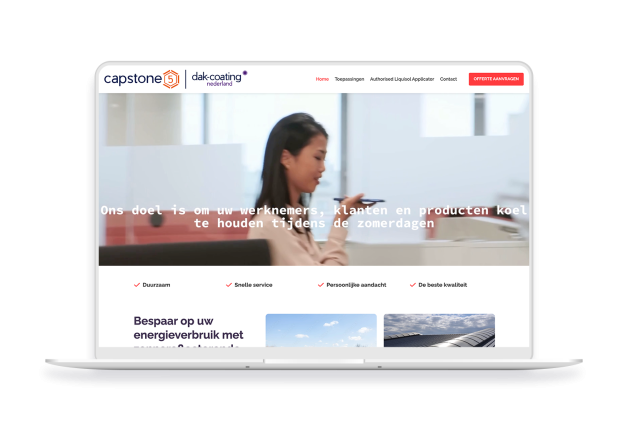 Laptop en telefoon met daarop de website van Dak-coating