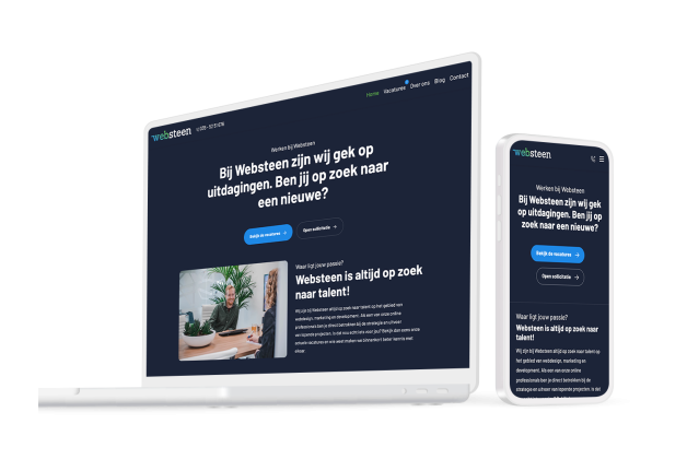 Laptop en telefoon met daarop de website van Werken bij Websteen