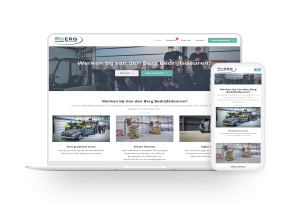 Laptop en telefoon met daarop de website van Werken bij Berg Bedrijfsdeuren