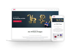 Laptop en telefoon met daarop de website van Jan Willem Krijger