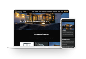 Laptop en telefoon met daarop de website van Perfectobject.nl