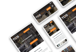 Laptop en telefoon met daarop de website van TGS Huizen