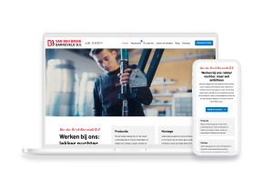 Laptop en telefoon met daarop de website van Werken bij Van den Brink Barneveld