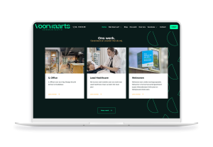 Laptop en telefoon met daarop de website van Voorwaarts Communicatie