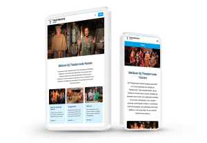 Laptop en telefoon met daarop de website van Theaterroute Huizen