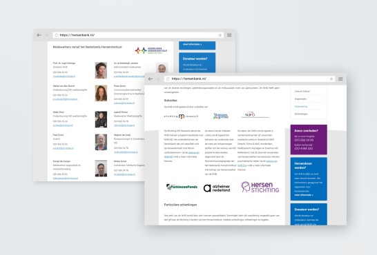 Website screenshot van de Nederlandse Hersenbank.
