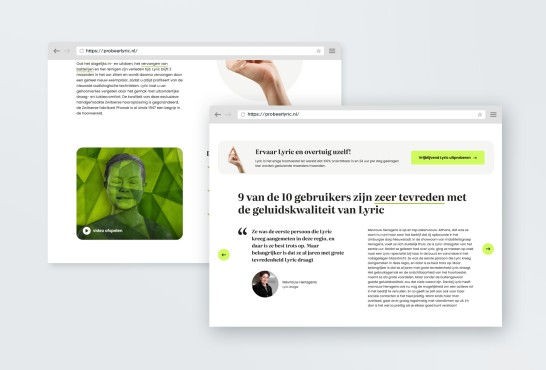 Website screenshot van Probeerlyric.nl.