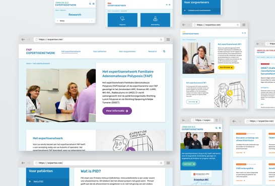 Website screenshot van meerdere websites voor Expertise Netwerken.
