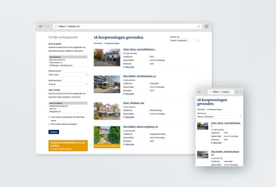 Website screenshot van Nassau Makelaars.