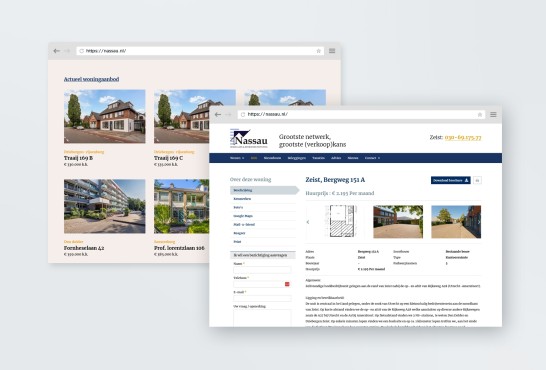 Website screenshot van Nassau Makelaars.