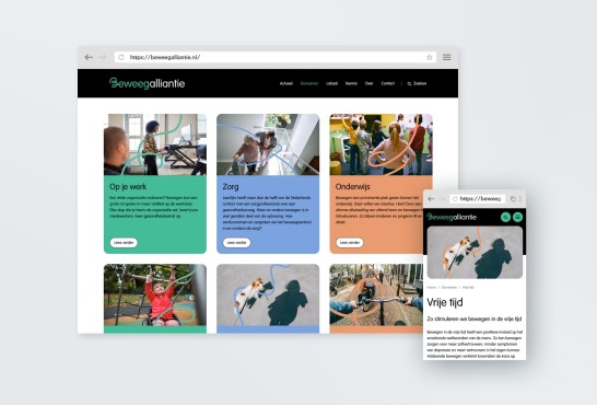 Schetsen van de website Beweegalliantie