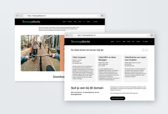 Schetsen van de website Beweegalliantie