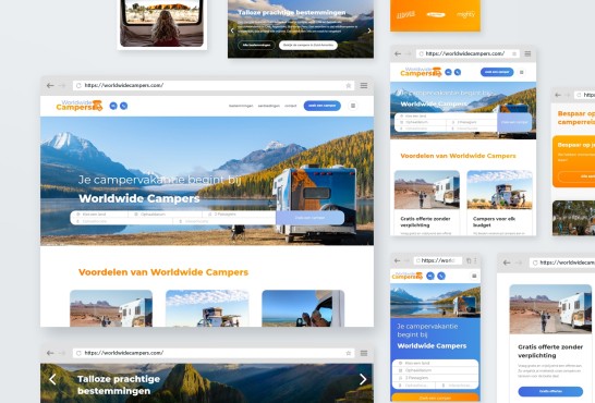 Voorbeeld van de maatwerk website voor Worldwide Campers.