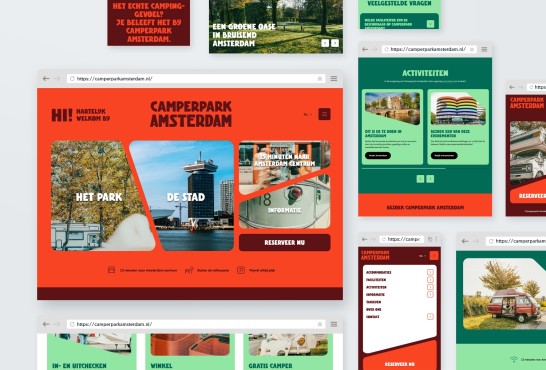 Schetsen van de website Camperpark Amsterdam