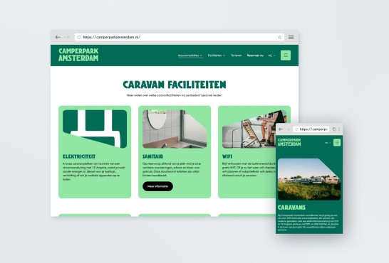 Schetsen van de website Camperpark Amsterdam