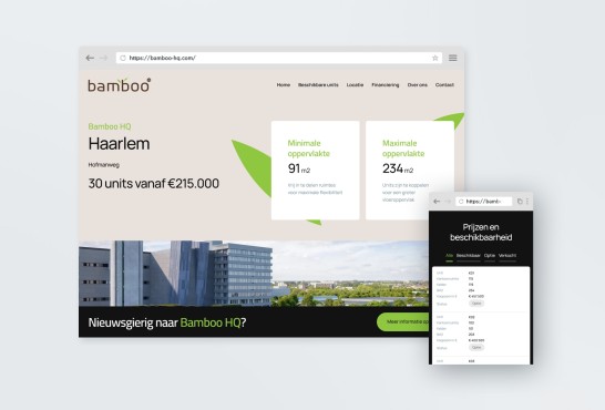 Schetsen van de website Bamboo HQ