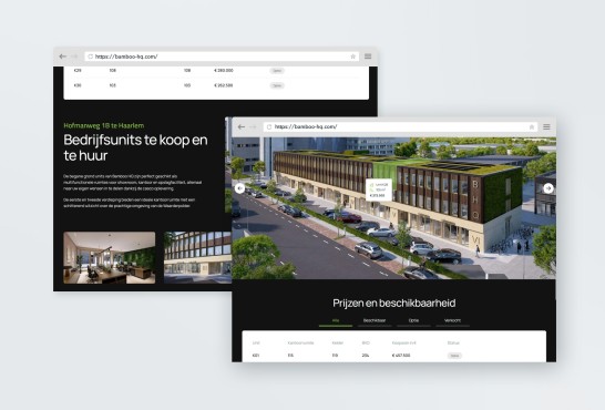 Schetsen van de website Bamboo HQ