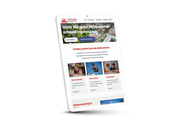 Laptop en telefoon met daarop de website van Basisschool de Omnibus