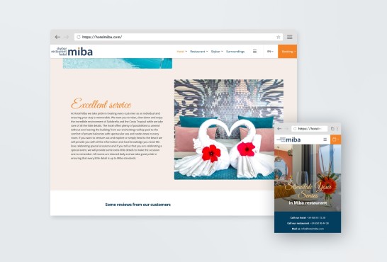 Schetsen van de website Hotel Miba
