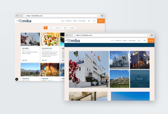 Schetsen van de website Hotel Miba