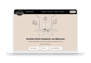 Laptop en telefoon met daarop de website van De Huiskamer van Maarssen